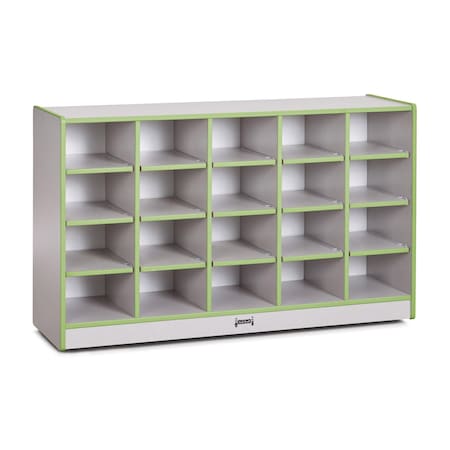 Jonti-Craft Rainbow Accents 20 Cubbie-Tray Mobile Storage, without Trays, Key Lime Green 0420JCWW130